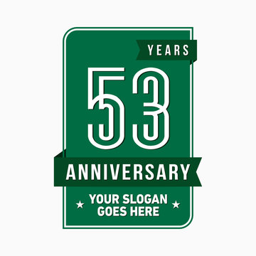 53 years anniversary design template. Fifty-three years celebration logo. Vector and illustration.