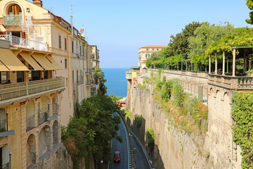 Beautiful street to the sea in Sorrento, Naples, Italy.