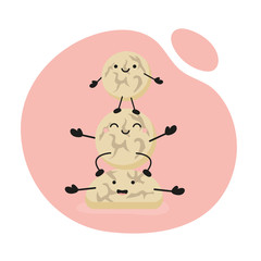 Group of three cute kawaii cookies, cute gingerbread cookies pyramid