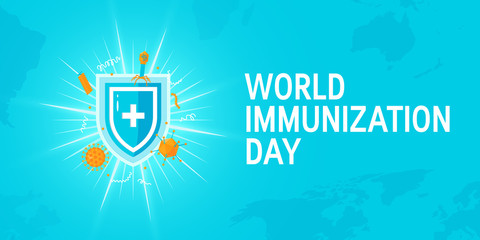 World immunization day concept, vector flat style