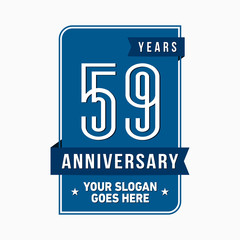 59 years anniversary design template. Fifty-nine years celebration logo. Vector and illustration.