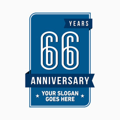 66 years anniversary design template. Sixty-six years celebration logo. Vector and illustration.