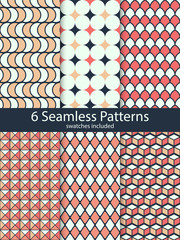Set of different abstract geometric seamless patterns - 300433548