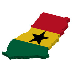 3D Ghana Map Flag Vector illustration eps 10