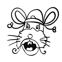 A thriving rat or mouse. Chinese zodiac. Coloring page adult, kids. Symbol of the New Year 2020. Cartoon style - Vector. Vector illustration