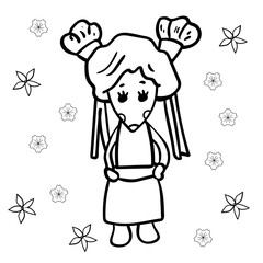 A mouse or a Rat with a festive hairstyle. Symbol of the New Year 2020. Cartoon style Coloring page or book for children adults. - Vector. Vector illustration