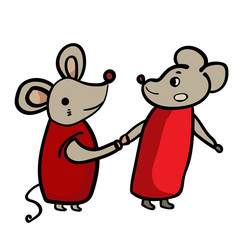 Year of Rat 2020, Chinese New Year. Friends. - Vector Design.