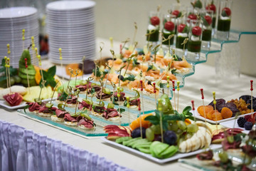 Snacks for guests are laid out elegantly.