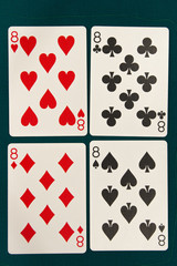 combination of four different play cards