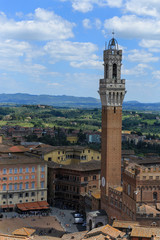Fototapeta na wymiar view of the tower of siena and the buildings surround and the background landscape
