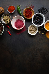 Obraz na płótnie Canvas Fresh spice powder spice and peppers