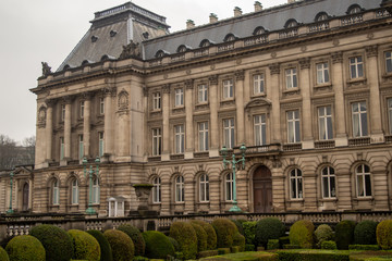 Fototapeta na wymiar Royal Palace of Brussels, cloudy winter time in Brussels, Belgium on December 30, 2018. 