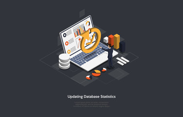 Isometric update database statistics. Workflow and business management.