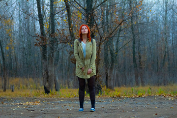 Full-length portrait of a girl on the outdoor