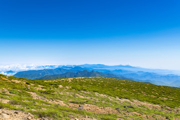 Fototapeta na wymiar 蔵王山からの雲海と山々