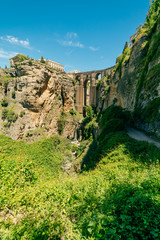 ronda. beautiful landscape. ancient castle and cliffs twined with greenery