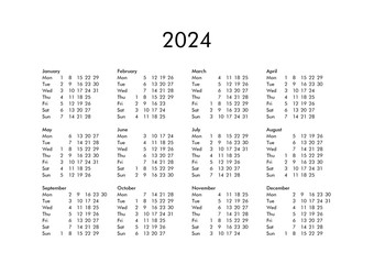Calendar of year 2024