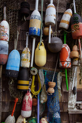 Hanging lobster nautical buoys on the wall - 300442303
