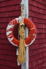 Old red life preserver ring