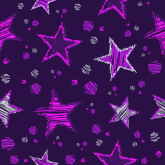 Seamless stars pattern artistic modern pink purple abstract dotted pattern endless repeat background