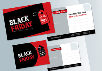 Black and Red Postcard Layout Set