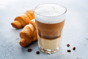 Coffee drink with fresh croissants
