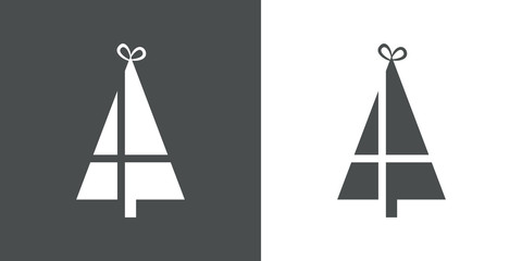 Logotipo con árbol abstracto como caja de regalo en color gris