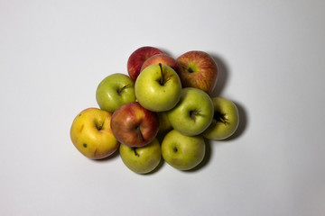 Red, Green, Yellow Rotten Apples isolated on White Background