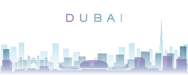 Dubai Transparent Layers Gradient Landmarks Skyline