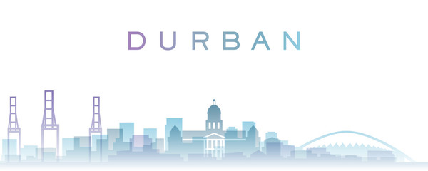 Durban Transparent Layers Gradient Landmarks Skyline - obrazy, fototapety, plakaty