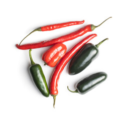 Jalapeno, habanero and chili peppers.