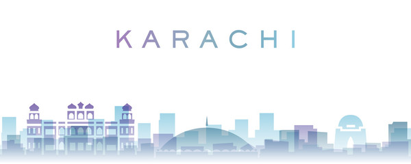 Karachi Transparent Layers Gradient Landmarks Skyline