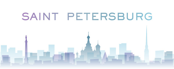 Fototapeta premium Saint Petersburg Transparent Layers Gradient Landmarks Skyline