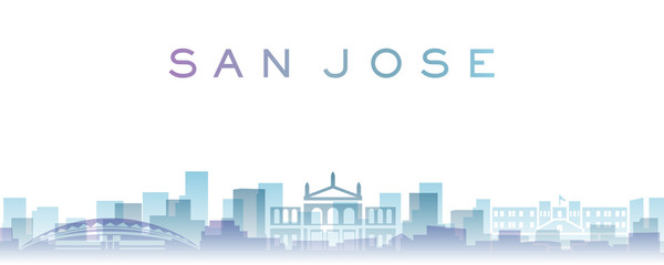 Naklejka premium San Jose Costa Rica Transparent Layers Gradient Landmarks Skyline