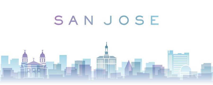 San Jose Transparent Layers Gradient Landmarks Skyline
