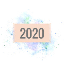 calendar or card cover template with abstract watercolor stain and number 2020