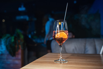 cocktails and soft drinks on the bar