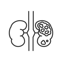 Kidney cancer line black icon. Human organ concept. Malignant neoplasm. Sign for web page, mobile app, button, logo.