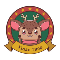 Funny Christmas greeting with cartoon reindeer