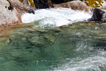 The flowing clear water