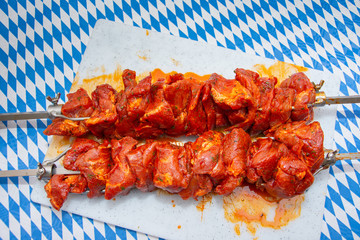 meat prepared for a barbecue, at the Oktoberfest