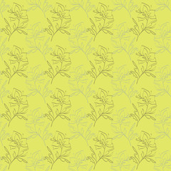 Floral seamless pattern with abstract leaves, flowers.
