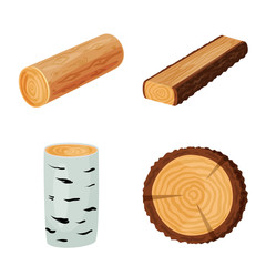 Vector design of signboard and wood symbol. Set of signboard and wooden stock symbol for web.