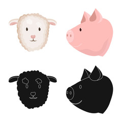 Isolated object of agriculture and breeding logo. Set of agriculture and organic stock symbol for web.