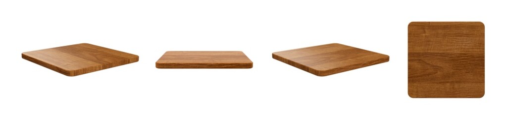 Wooden cutting board, different perspectives.