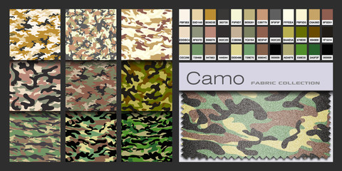 Camouflage set realistic fabric vector - 300454379