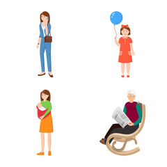 Vector illustration of family and people sign. Set of family and avatar vector icon for stock.