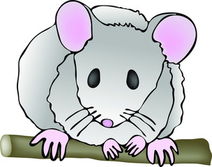 Vector mouse silhouette. Cartoon happy mouse.