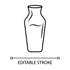 Wine service linear icon. Decorative decanter. Tableware with alcohol beverage for party celebration thin line illustration. Glassware contour symbol. Vector isolated outline drawing. Editable stroke