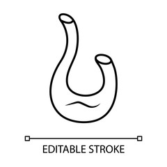 Decorative swan decanter linear icon. Wine service thin line illustration. Glassware, tableware contour symbol. Vector isolated outline drawing. Alcohol beverage, bar. Editable stroke